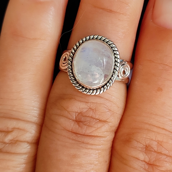 Rainbow Moonstone Ring, size 6 - Picture 3 of 7